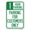 Signmission 1 Hour Parking-Parking for Customers Only Heavy-Gauge Aluminum Sign, 12" x 18", A-1218-24651 A-1218-24651 - alternate 1